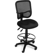 OFM Comfort Series Ergonomic Mesh Swivel Armless Task Chair with Drafting Kit, Mid Back, Black