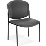 OFM Manor Series Armless Guest and Reception Chair, Anti-Microbial/Anti-Bacterial Vinyl, Charcoal