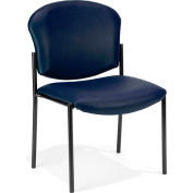 OFM Manor Series Armless Guest and Reception Chair, Anti-Microbial/Anti-Bacterial Vinyl, Navy