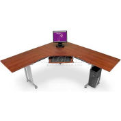 OFM RiZe Series 72" x 72" L-Shaped Workstation with 24"D Top, Cherry with Silver Frame