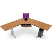 OFM RiZe Series 72" x 72" L-Shaped Workstation with 24"D Top, Maple with Silver Frame