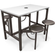 OFM Endure Series Model 9004 Standing Height 4 Seat Table, White Dry-Erase Top with Dark Vein Seats