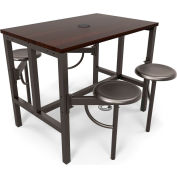 OFM Endure Series Standing Height 4 Seat Table, Walnut Top with Dark Vein Seats
