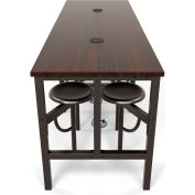 OFM Endure Series Standing Height 8 Seat Table, Walnut Top with Dark Vein Seats