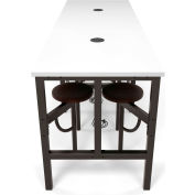 OFM Endure Series Standing Height 8 Seat Table, White Dry-Erase Top with Walnut Seats