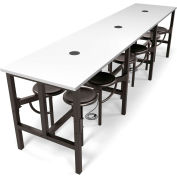 OFM Endure Series Standing Height 12 Seat Table, White Dry-Erase Top with Dark Vein Seats