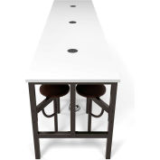 OFM Endure Series Standing Height 12 Seat Table, White Dry-Erase Top with Walnut Seats