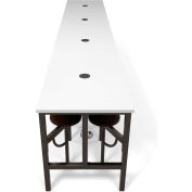 OFM Endure Series Standing Height 16 Seat Table, White Dry-Erase Top with Walnut Seats