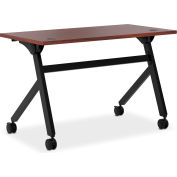 HON® Multi-Purpose Table - Flip Base - 48"W - Chestnut Laminate - Black Finish