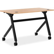 HON® Multi-Purpose Table - Flip Base - 48"W - Wheat Laminate - Black Finish