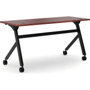 HON® Multi-Purpose Table - Flip Base - 60"W - Chestnut Laminate - Black Finish