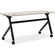 HON® Multi-Purpose Table - Flip Base - 60"W - Light Gray Laminate Black Finish