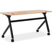 HON® Multi-Purpose Table - Flip Base - 60"W - Wheat Laminate - Black Finish