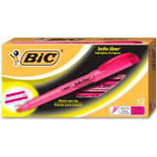 Bic® Brite Liner Highlighter with Pocket Clip, Chisel Tip, Pink Ink, Dozen