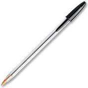Bic® Cristal Ballpoint Stick Pen, Medium, Clear Barrel, Black Ink, Dozen