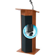 Oklahoma Sound Power Plus Podium / Lectern with Wireless Tieclip / Lavalier Mic, Medium Oak