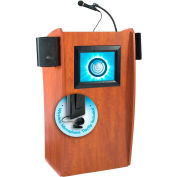 Oklahoma Sound Vision & Sound Podium / Lectern with Screen & Wireless Tieclip/Lavalier Mic, Cherry