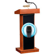 Oklahoma Sound Fixed Height Orator Podium / Lectern & Wireless Handheld Mic, Wild Cherry