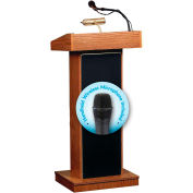 Oklahoma Sound Fixed Height Orator Podium / Lectern & Wireless Handheld Mic, Medium Oak