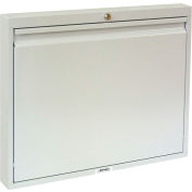 Omnimed® Slim Line Full Size Wall Desk, Self Close, Key Lock, Light Gray