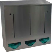 Omnimed® 307032 Stainless Steel Triple Bulk PPE Dispenser, 18"W x 5-3/4"D x 17"H