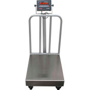 Optima 915 Series NTEP Bench Digital Scale w/ LED Display & Backrail Wheels 500lb x 0.1lb 24" x 18"