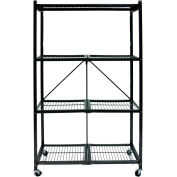 Origami R5-01W General Purpose Collapsible Shelf With Wheels, 4 Tier Steel