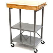 Origami RBT-02 Kitchen Cart, Collapsible, 3 Tier, 24" x 20" Shelf Size, Silver