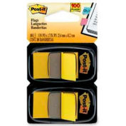 Post-it&#174; Flags, 1&quot; Wide, Yellow, 50 Flags/Dispenser, 2 Dispensers/Pack