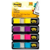 Post-it&#174; Flags, 1/2&quot; Wide, Bright Colors, 35 Flags/Dispenser, 4 Dispensers/Pack