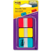 Post-it&#174; Durable Tabs, 1&quot; Solid, Red/Yellow/Blue, 12 Tabs/Color, 36 Tabs/Dispenser