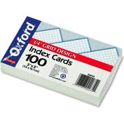 Oxford® Grid Index Cards 02035, 3" x 5", White, 100/Pack