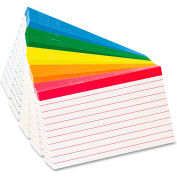 Oxford® Color Coded Rule Index Cards 04753, 3" x 5", Assorted, 100/Pack