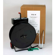 Pac Strapping Polyester Kit w/ Tensioner/Sealer/Seals & Cart, 4200'L x 5/8" Strap Width Coil, Black