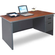 Marvel® Steel Desk - Single Pedestal - 48" x 30" - Mahogany - Pronto® Series