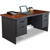 Marvel® Steel Desk - Double Pedestal - 60" 30" - Mahogany - Pronto® Series
