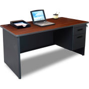 Marvel® Steel Desk - Single Pedestal - 60" x 30" - Mahogany - Pronto® Series