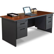 Marvel® Steel Desk - Double Pedestal - 66" x 30" - Mahogany - Pronto® Series