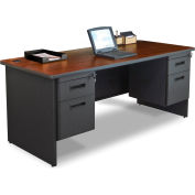Marvel® Steel Desk - Double Pedestal - 72" x 30" - Mahogany - Pronto® Series