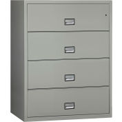 Phoenix Safe Lateral 44" 4-Drawer Fire and Water Resistant File Cabinet, Light Gray - LAT4W44LG