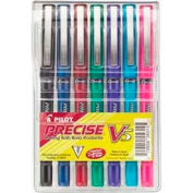 Pilot® Precise V5 Rollerball Pen, Non-Refillable, Extra Fine, 0.5mm, Assorted Ink, 7/Pack