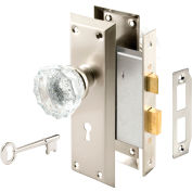 Prime-Line® Victorian Style Keyed Mortise Glass Knob Lock Set Satin Nickel Finish, E 2496