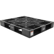 Stackable Plastic Pallet 47-3/8x39-1/2x6,8000 lb Floor & 2200 lb Fork Cap.,Black