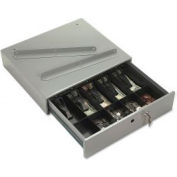 PM Company Steel Cash Drawer 04964 with Alarm Bell & 10 Compartments Key Lock, Stone Gray