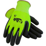 PIP G-Tek® CR Hi-Vis Lime Green Nitrile Grip Gloves W/ HPPE/Glass Liner, Black Palm, S, 1 DZ
