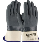 PIP Micro-Finish™ Grip Nitrile Coated Gloves, 56-AG588, M, Gray/White, 12 Pairs