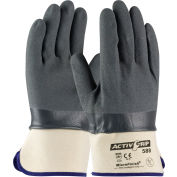 PIP Micro-Finish Grip Nitrile Coated Gloves, 56-AG588, M, Gray/White, 12 Pairs