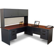 Pronto Desk with Return and Pedestal, 72"W x 78"D Dark Neutral/Chalk