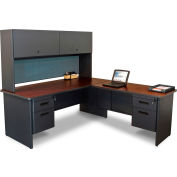 Pronto Desk with Return and Pedestal, 72"W x 78"D Dark Neutral/Slate
