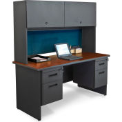 Pronto 60" Double File Desk Credenza Including Flipper Door Cabinet, 60"W x 24"D Dark Neutral/Slate